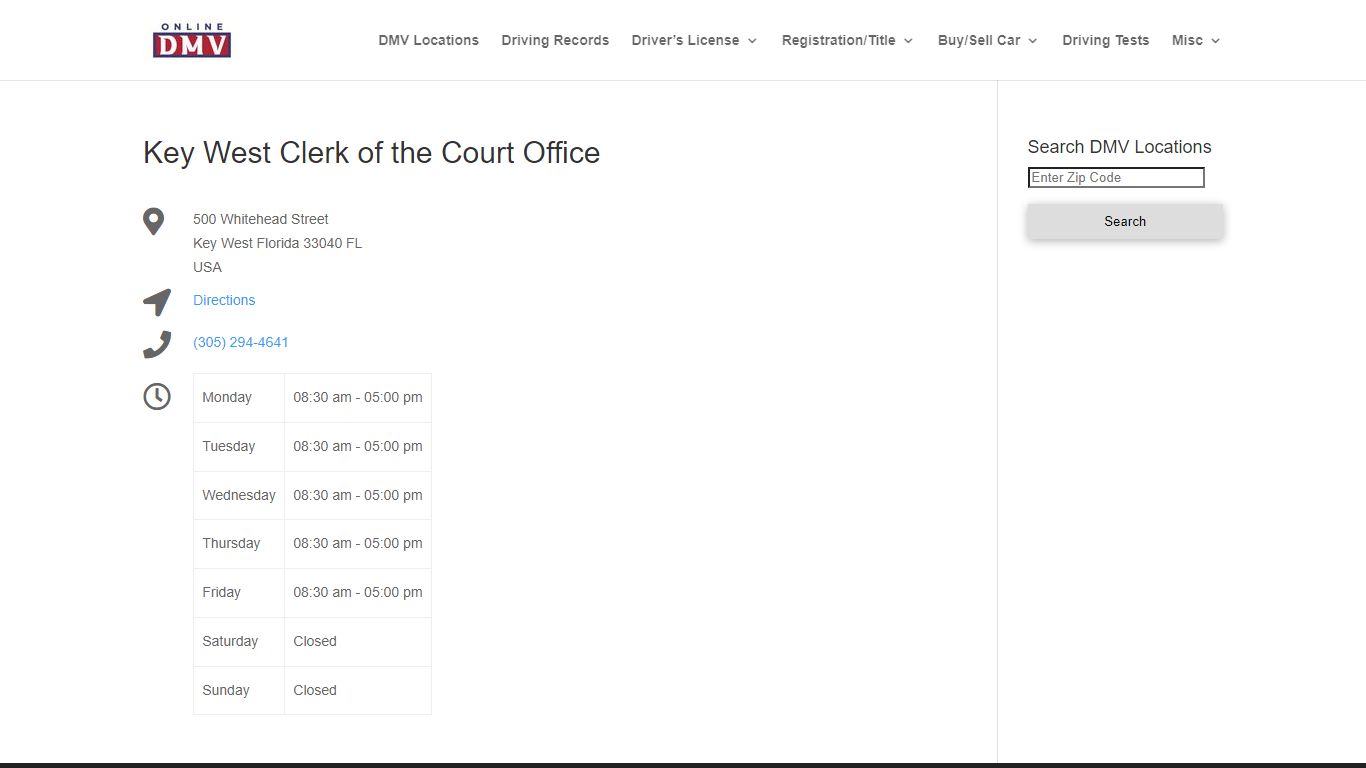 Key West Clerk of the Court Office | Online DMV